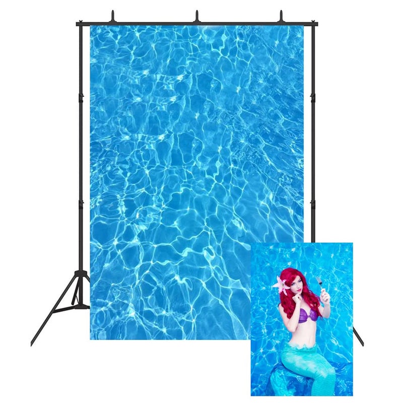 AOFOTO 5x7ft Shining Blue Sea Water Ripple Background Surface of Swimming Pool Photography Backdrop Ocean Marine Style Adult Kid Baby Boy Girl Portrait Photoshoot Studio Props Video Drape - Image 3